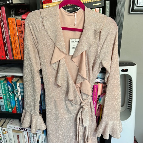 NWT Free People Pink Sparkle Maxi Wrap Dress - Picture 6 of 17
